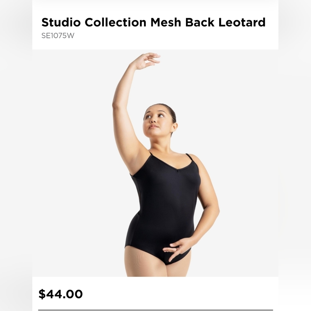 Capezio Black Women Lace Mesh Back Leotard Ballet Plus S M LG XL 1X 2X NWT